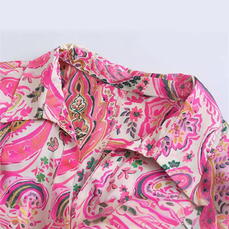 New Women's Retro Casual Printed Shirt Top