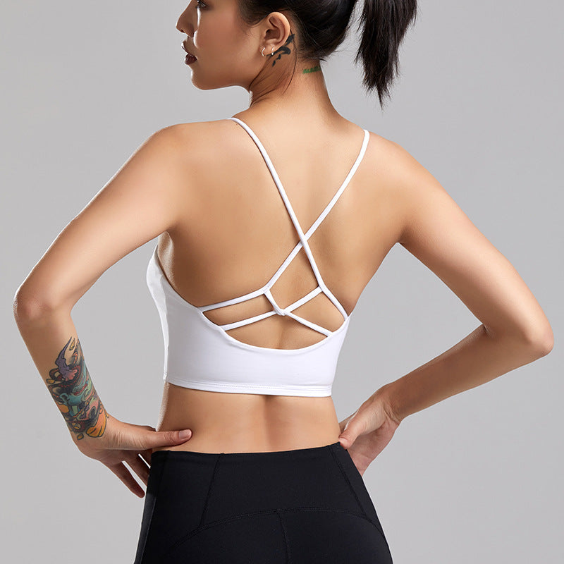 Shockproof Gathered Fitness Suspender Vest Bra