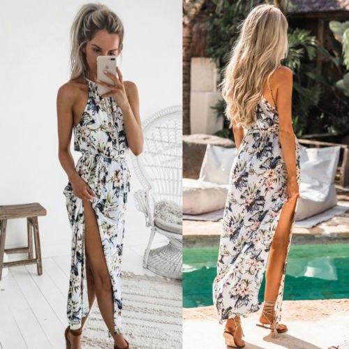 Europe and the United States new WISH Amazon spring and summer explosion models sexy hanging neck high design waist dress