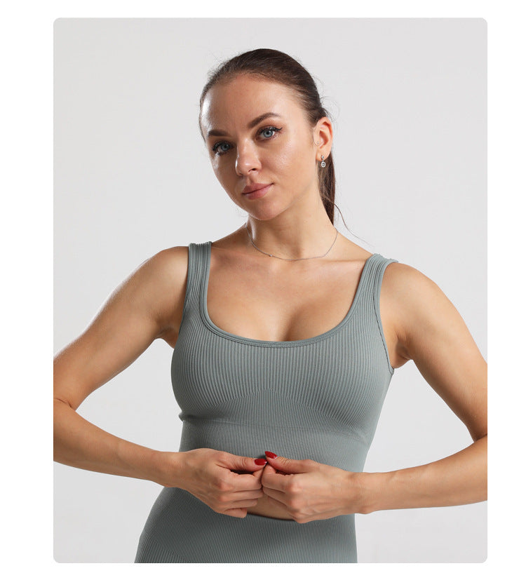 Seamless Knitted Sports Bra Fitness Yoga Collar