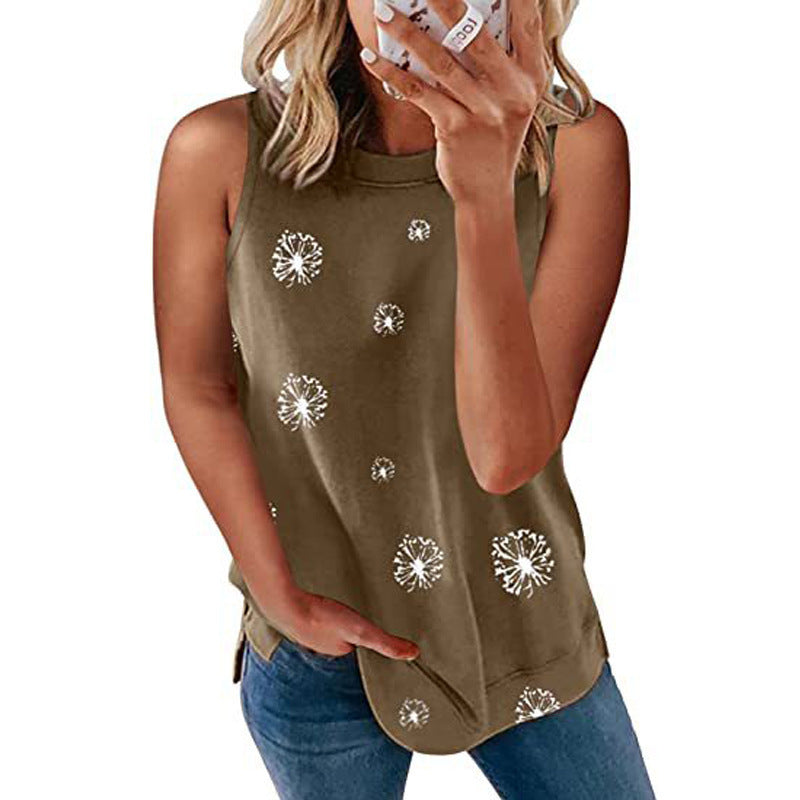 Women's Dandelion Print Sleeveless Tank Top