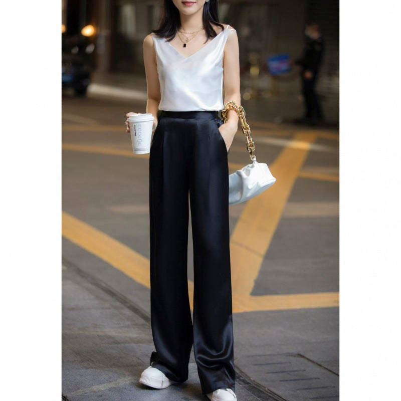 Women's High Waist Straight Suit Trousers