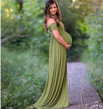 New European and American sexy fast selling eBay selling long sleeve pure color shoulder dress of pregnant woman