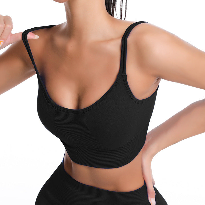 European And American Style Yoga Vest Women's Thin Shoulder Strap Fitness Bra Beautiful Back