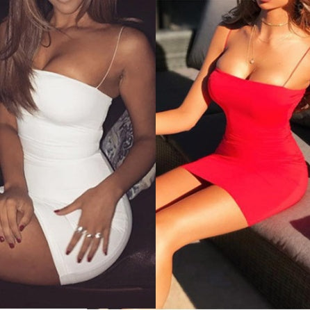 Solid Sleeveless Pasta Bandage Dress