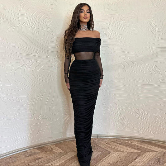 Women's Black See-through Mesh Dress