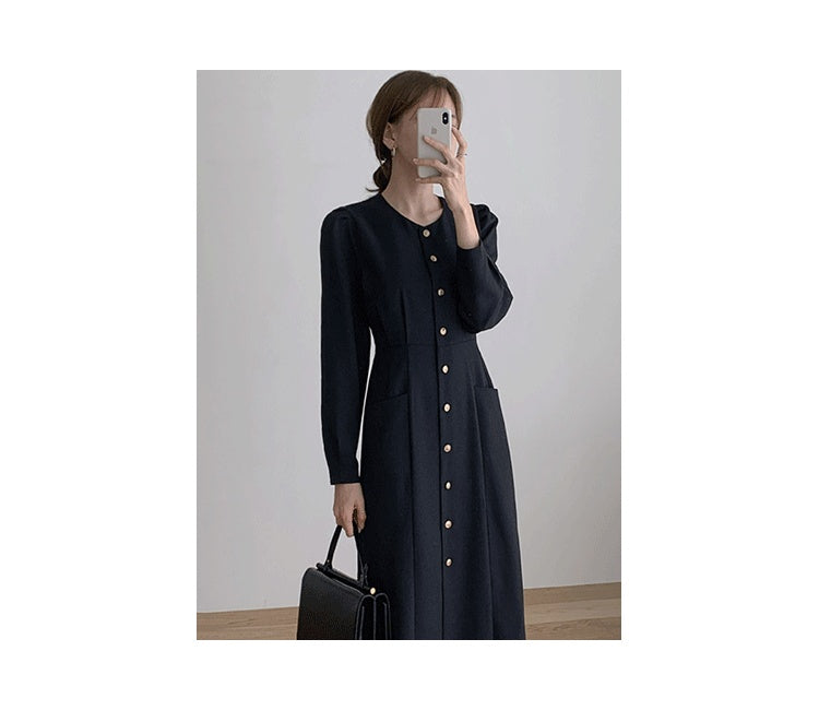 Design Pocket Mid-length Dress Women