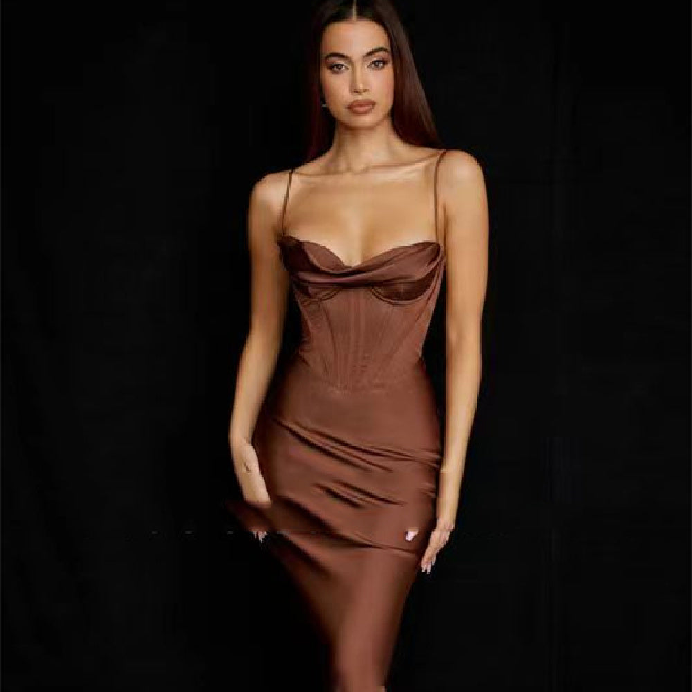 Women's Fashion Solid Color Sling Dress