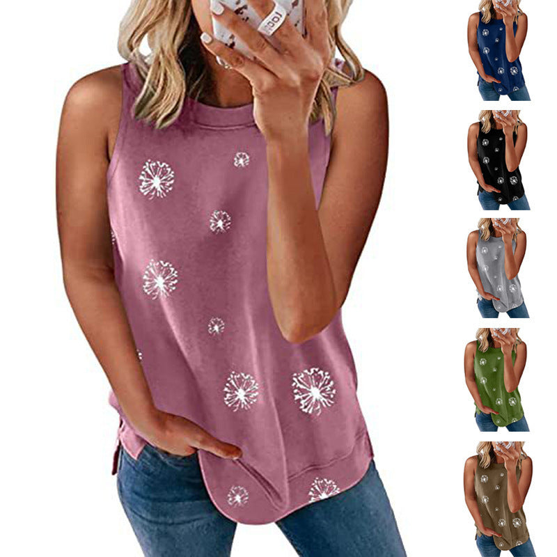 Women's Dandelion Print Sleeveless Tank Top