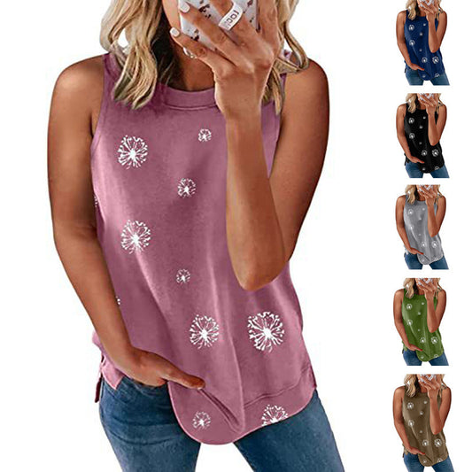 Women's Dandelion Print Sleeveless Tank Top
