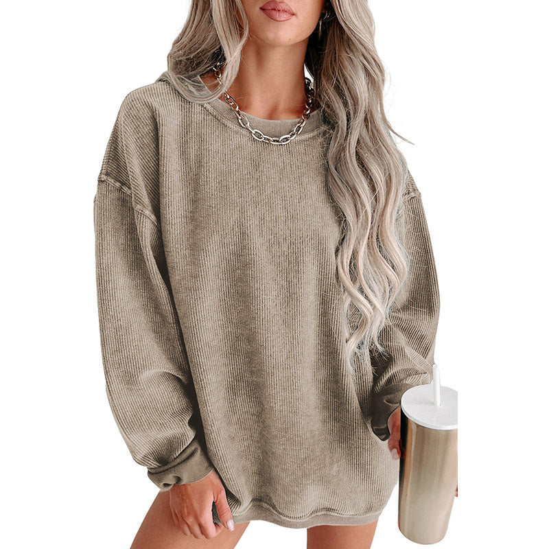 European And American Leisure Style Oversize Solid Color Pullover Thread