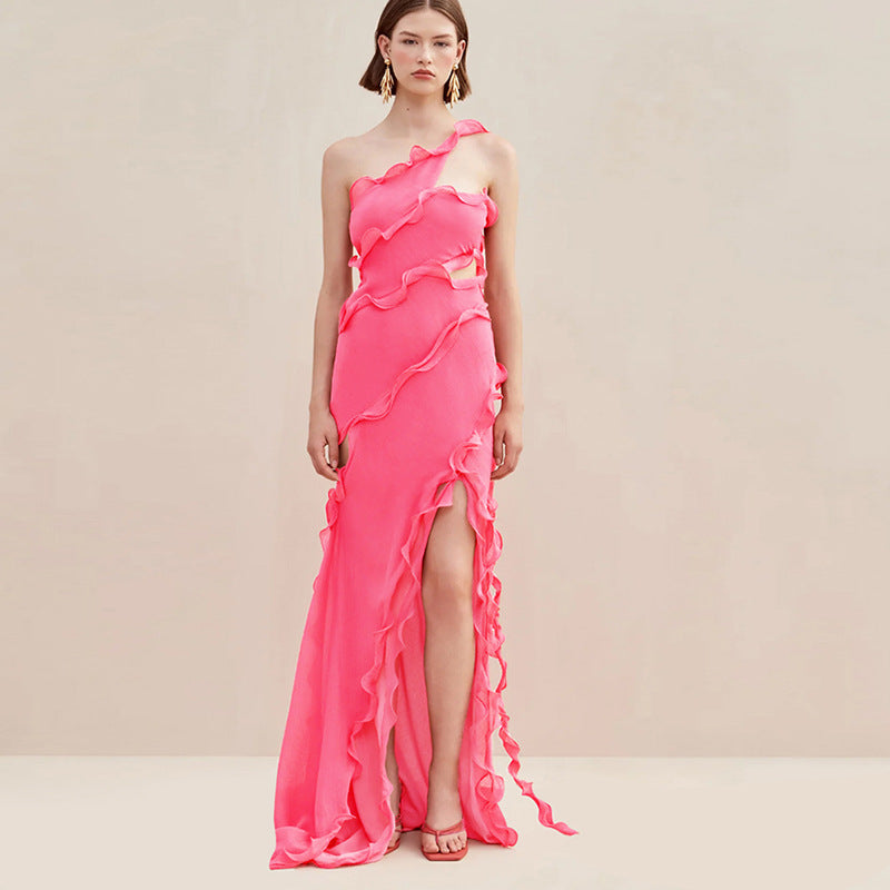 One Shoulder Ribbon Dress