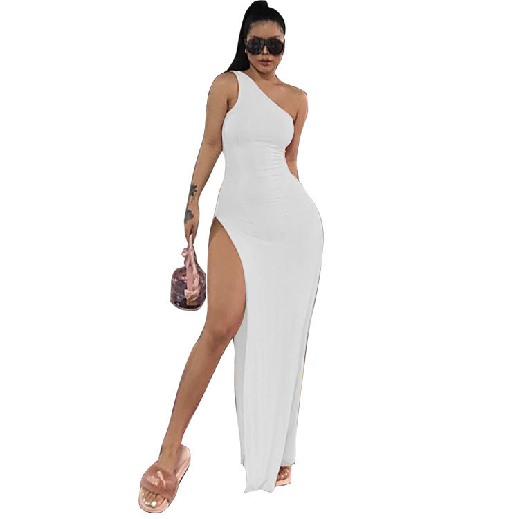 Halter Sleeveless Side Slit Length Dress Women