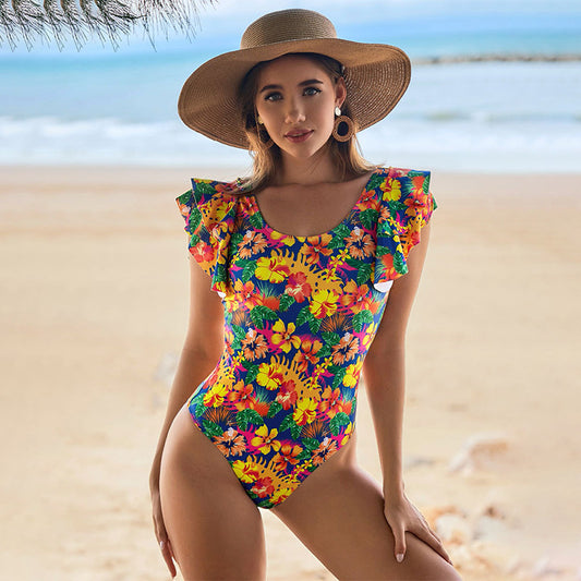 One-piece Swimsuit Female U-shaped Collar Lace Design