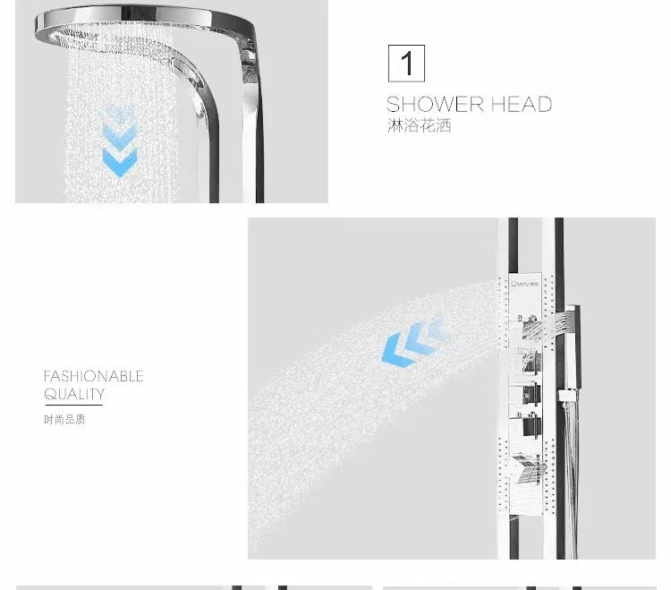 hot sale black wall mounted multifunction bathroom waterfall rainfall shower head set system panel