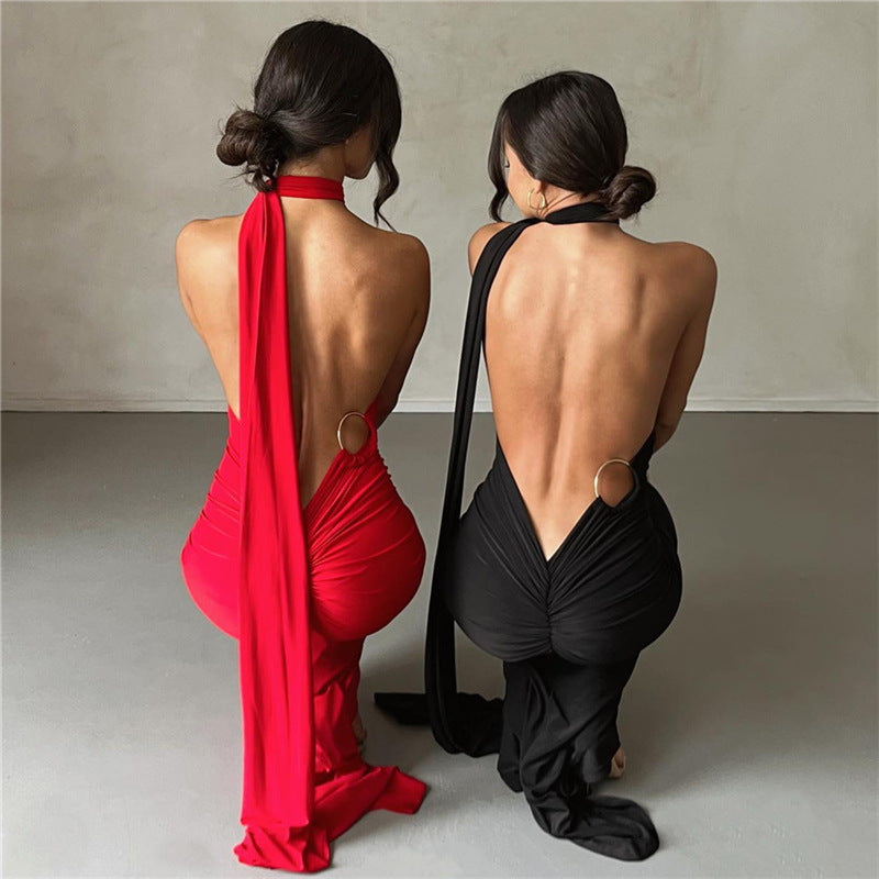 Backless Halter Sheath Dress For Women