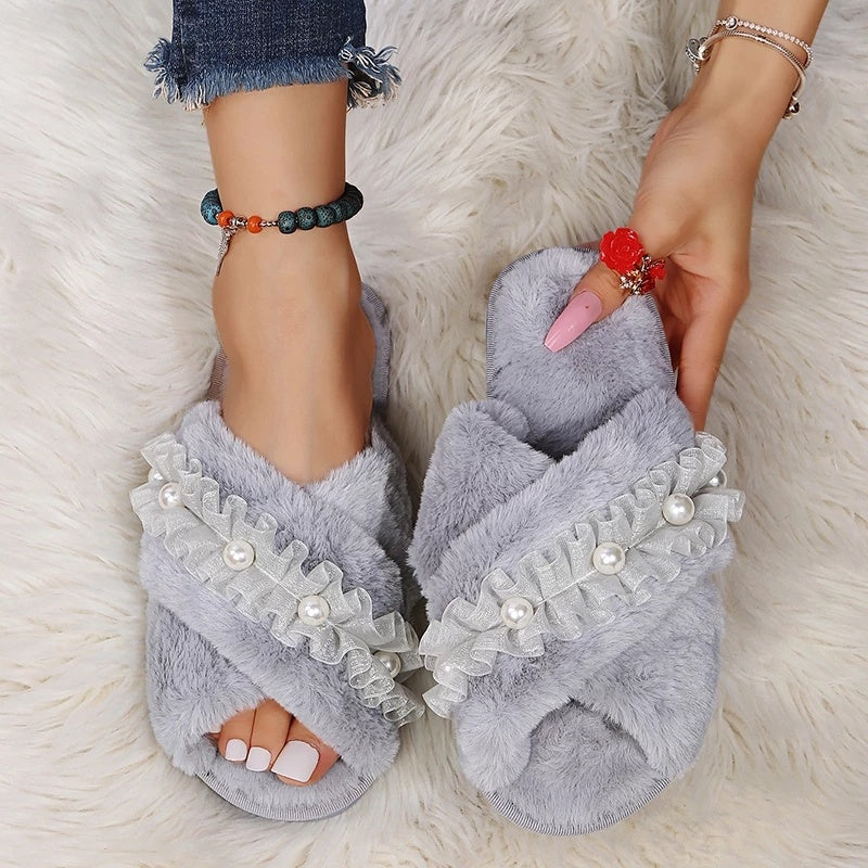 Home Warm Cotton Casual Fashion Fluffy Slippers