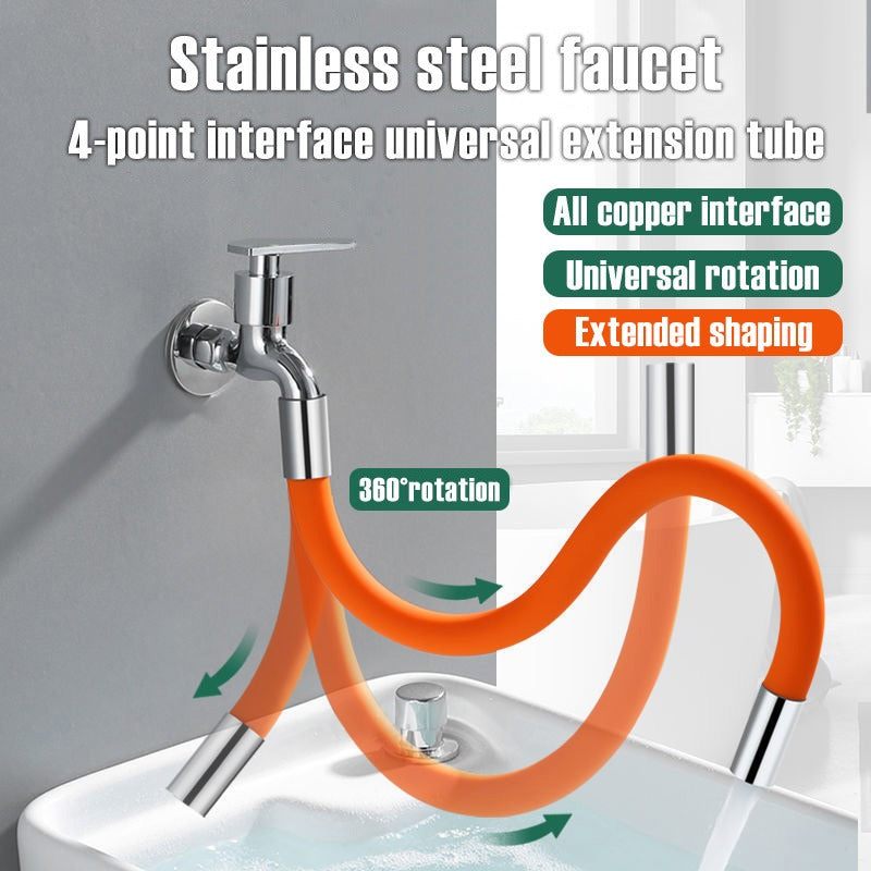 Home Finds - Faucet Extension Extender Bathroom 360 Rotation Adjust Free Bending Faucet Splash-proof Universal Extension Tube For Wash Basin