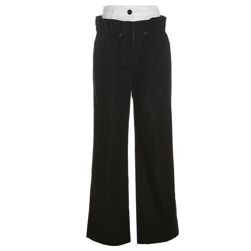 Women's American-style Retro Street High Waist Casual Straight Pants