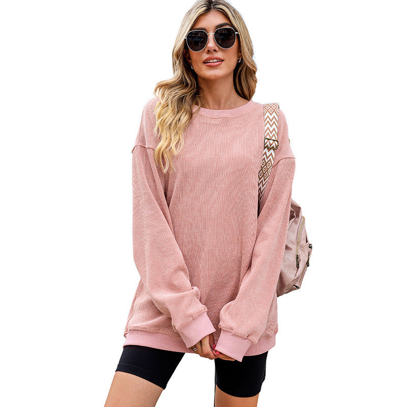 European And American Leisure Style Oversize Solid Color Pullover Thread