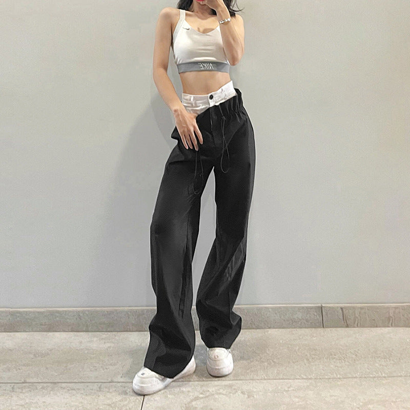 Women's American-style Retro Street High Waist Casual Straight Pants