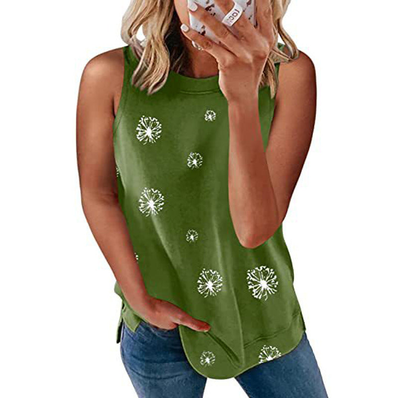 Women's Dandelion Print Sleeveless Tank Top