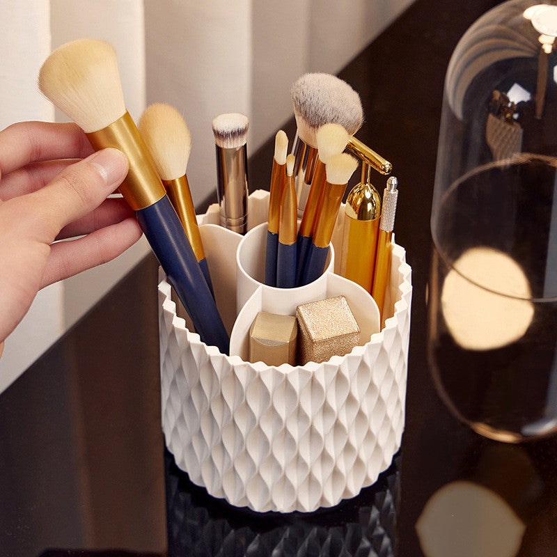 Rotating Transparent Makeup Brush Storage Bucket