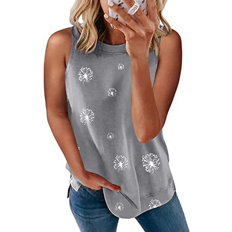 Women's Dandelion Print Sleeveless Tank Top